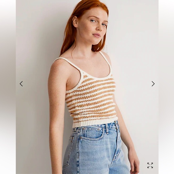 Madewell Open Knit Striped Open-Stitch Sweater Tank! NWT! - Picture 2 of 13